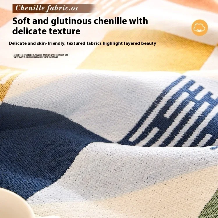Nordic Chenille Sofa Cushion for Four Seasons Wrap Side Solid Color Couch Seat Cover with Backrest Universla Sofa Towel