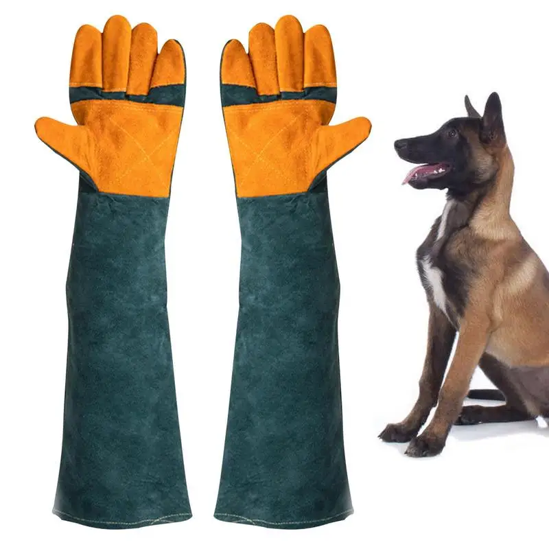 Animal Handling Gloves Reinforced Leather Bite Sleeve Dog Training For Large Dogs Bite Proof Animal Gloves For Cat Dog Bird