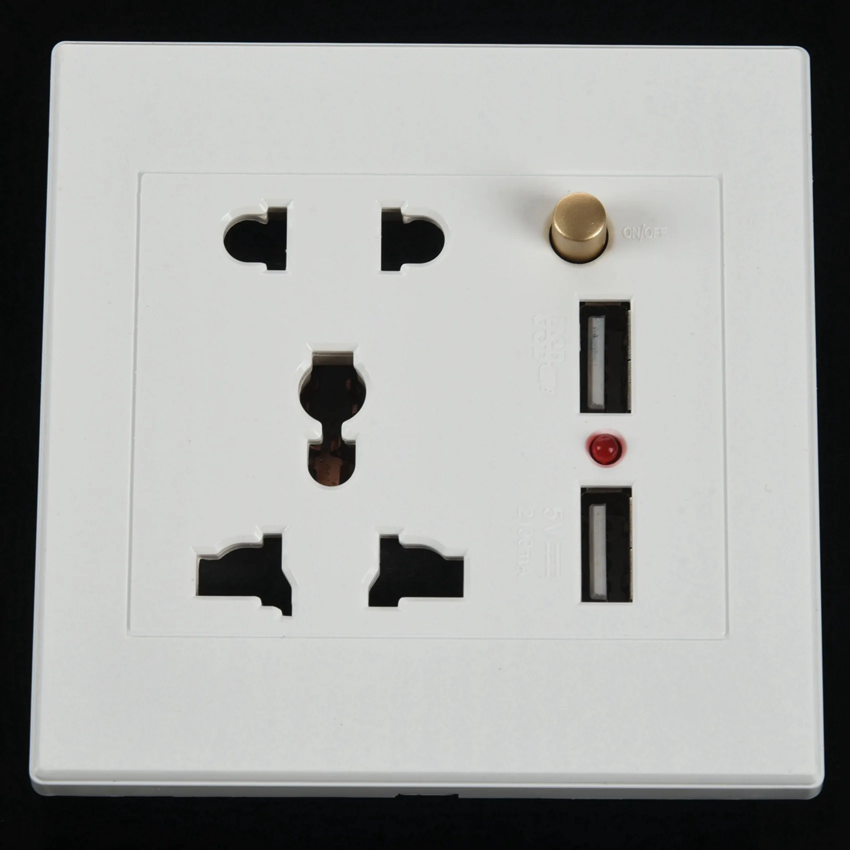 

VELIF-5X 2.1A Dual USB Настенное зарядное устройство Адаптер Универсальная розетка Панель Белый переключатель