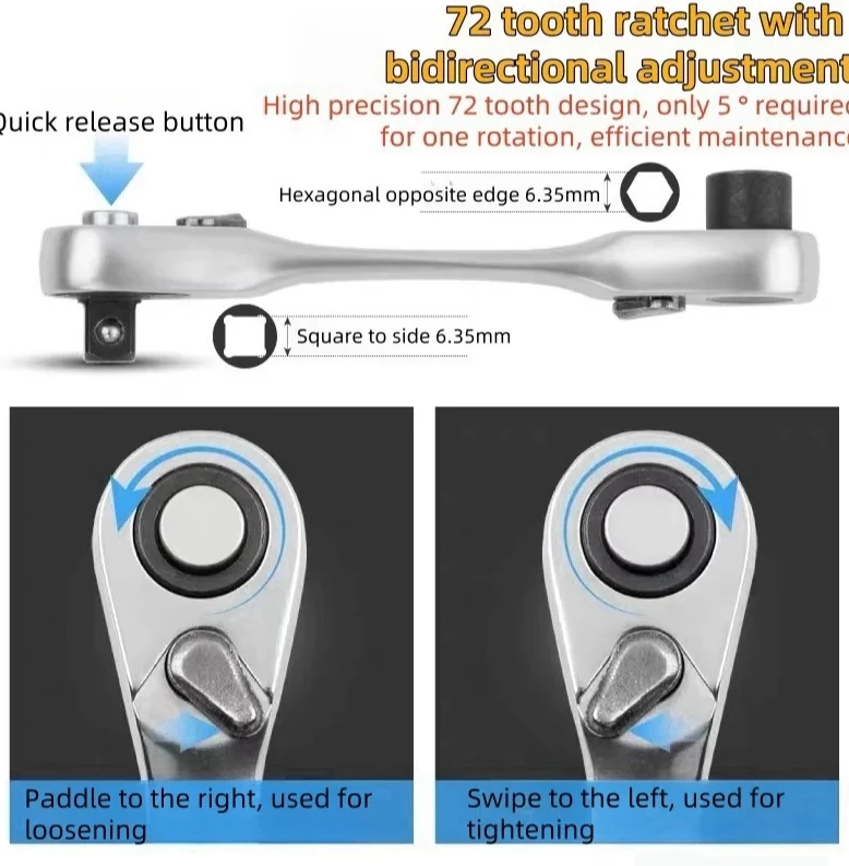 

2 шт. 1/4 дюйма, отвертка, шестигранные динамометрические ключи, набор ключей с двойной головкой и быстрым храповым механизмом, ключ с храповым механизмом 2-в-1