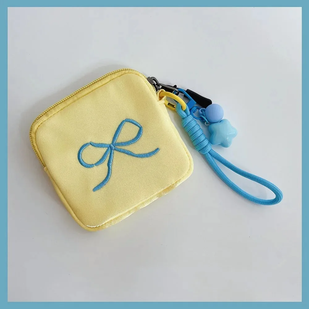 Nueva Cartera Cuadrada con Lazo Bordado, Mini Bolsa para Lápiz Labial Color Caramelo, Dulce con Cordón, Bolsa Pequeña para Guardar Objetos