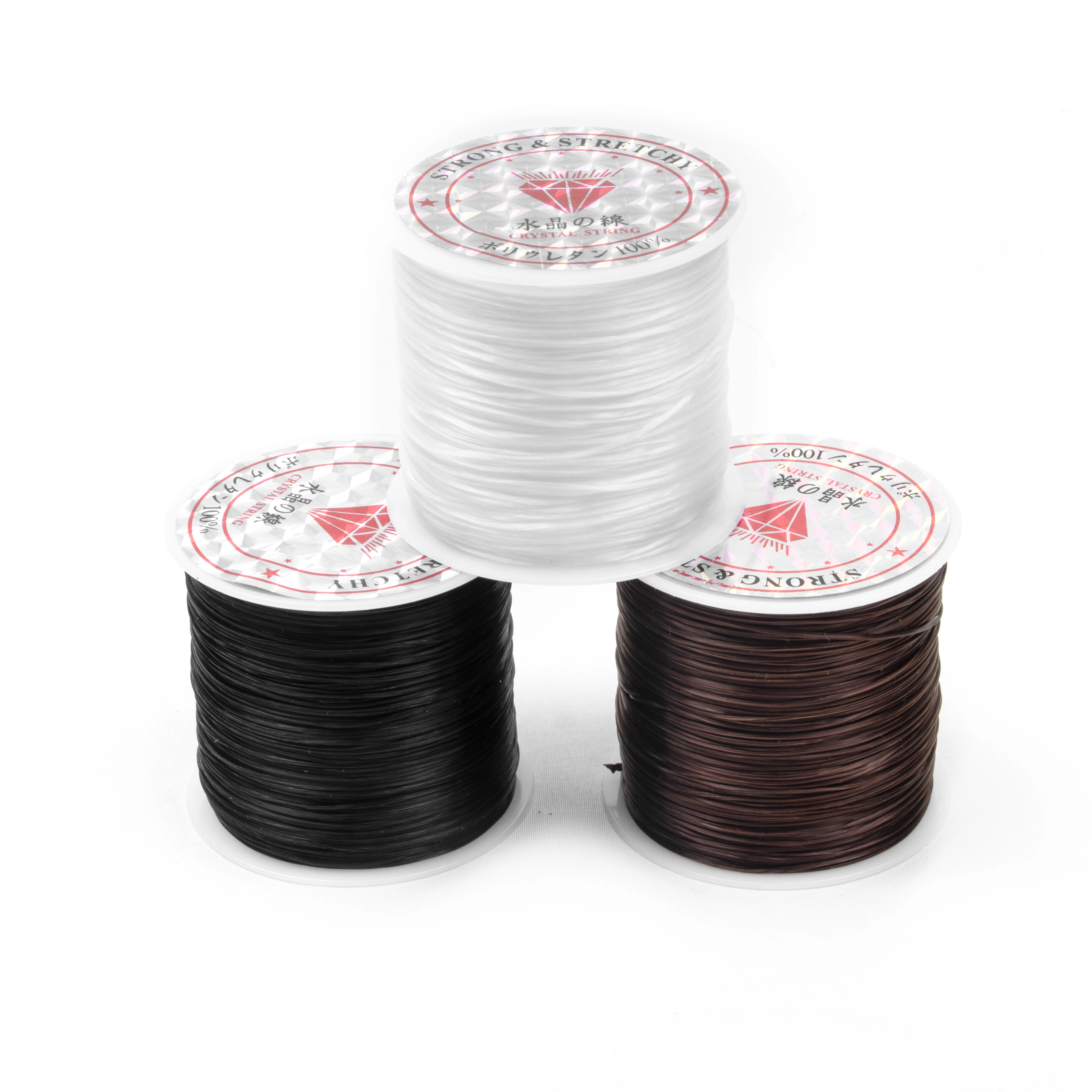 3 Colors Nylon Elastic Thread for Wigs, Clear/Black/Brown Stretch String for Jewelry Making & Hair Braiding
