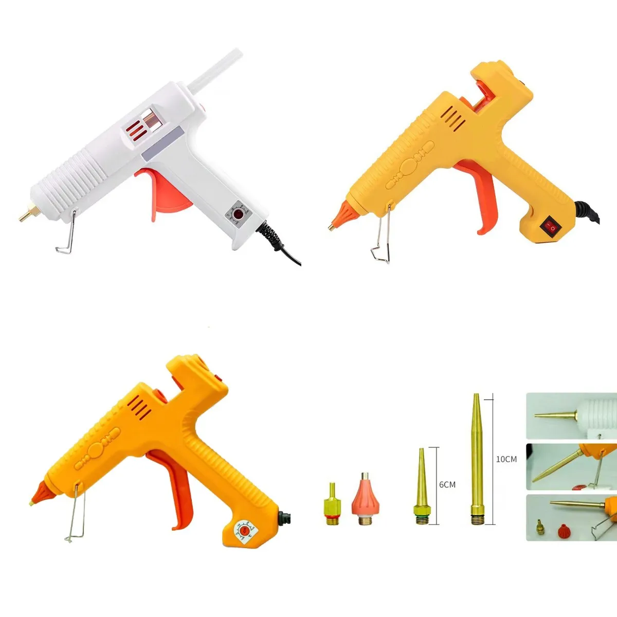 

120/200/300 Watts with 3 Copper Nozzles Temperature Professional Melting Glue Gun DIY Thermo Tool Include 5Pcs Glue Sticks Bulk