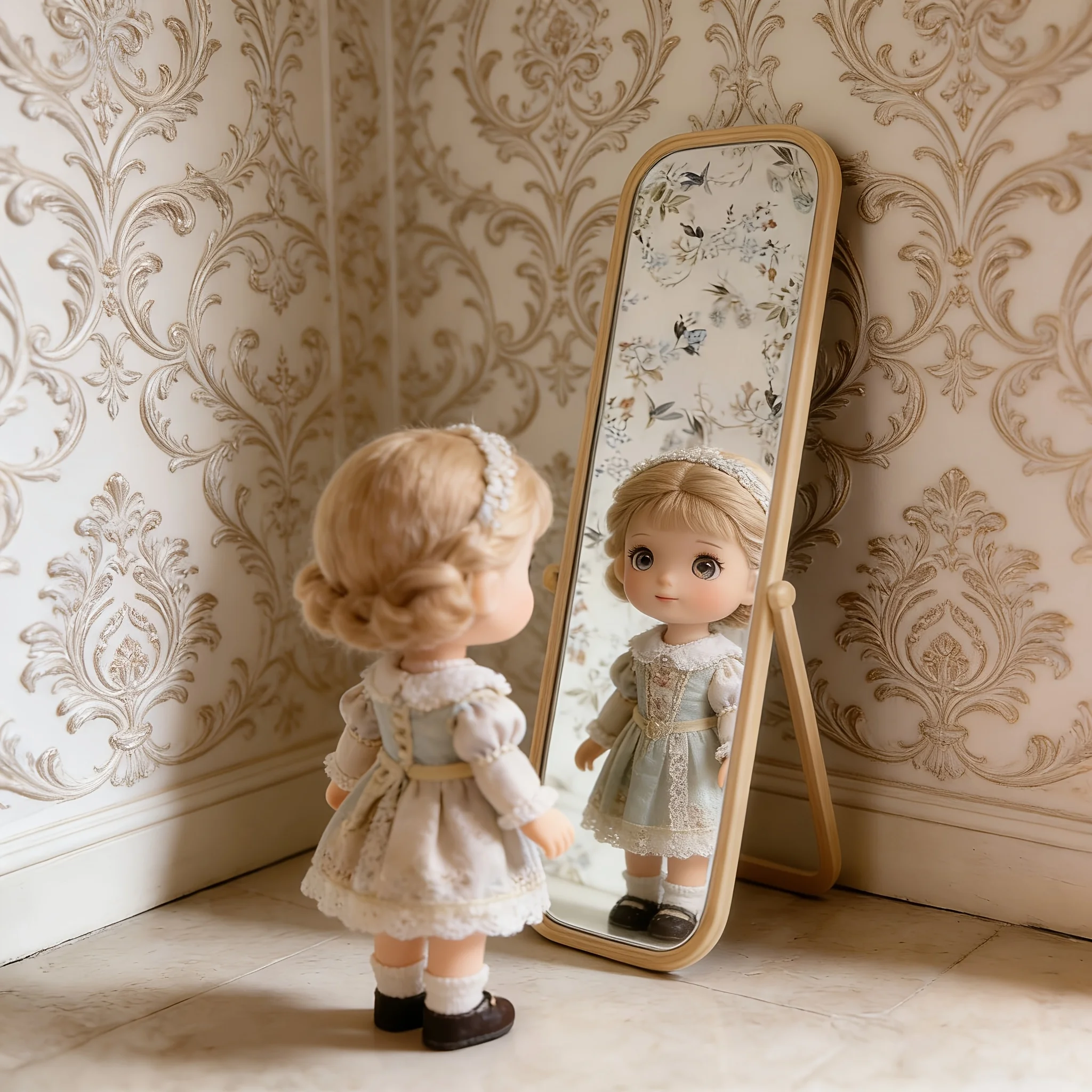 1:12 Scale Miniature Full-Length Mirror for Dollhouse: Clear Mirror, Easy to Position, Freely DIY for Home & Bedroom Scenes.
