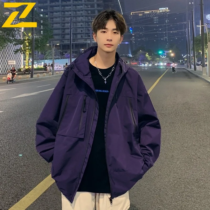 

COMXZ 2025, осенняя новая водонепроницаемая спортивная куртка с капюшоном на открытом воздухе, повседневная ветрозащитная куртка для мужчин и женщин, легкая ветровка в американском стиле