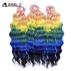 Noble Hair Water Wave Twist Crochet Hair Synthetic Braid Hair Ombre Blonde Pink 24 Inch Deep Wave Braiding Hair Extension