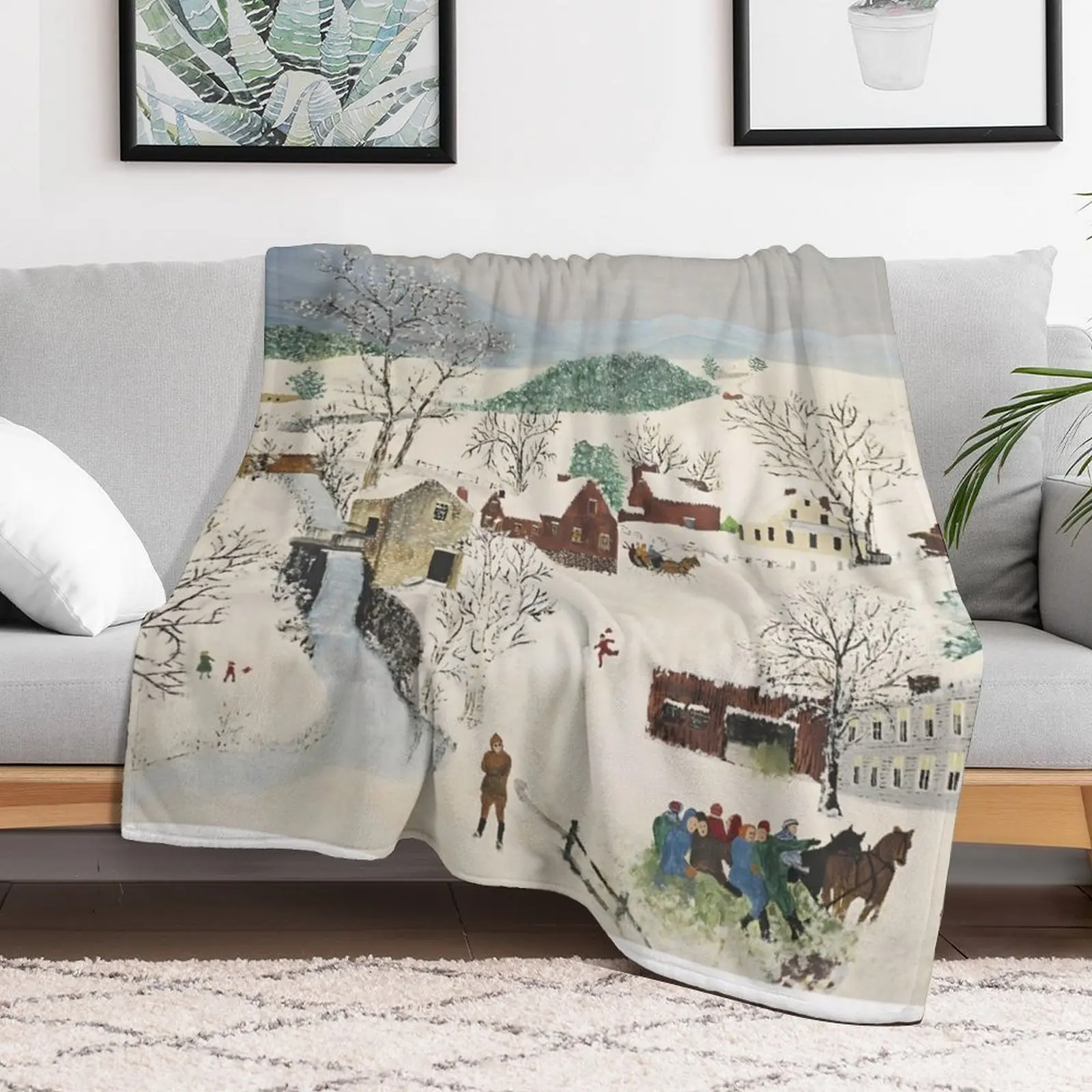 Grandma Moses art Throw Blanket wednesday Travel Sofa Sofa Throw Blankets