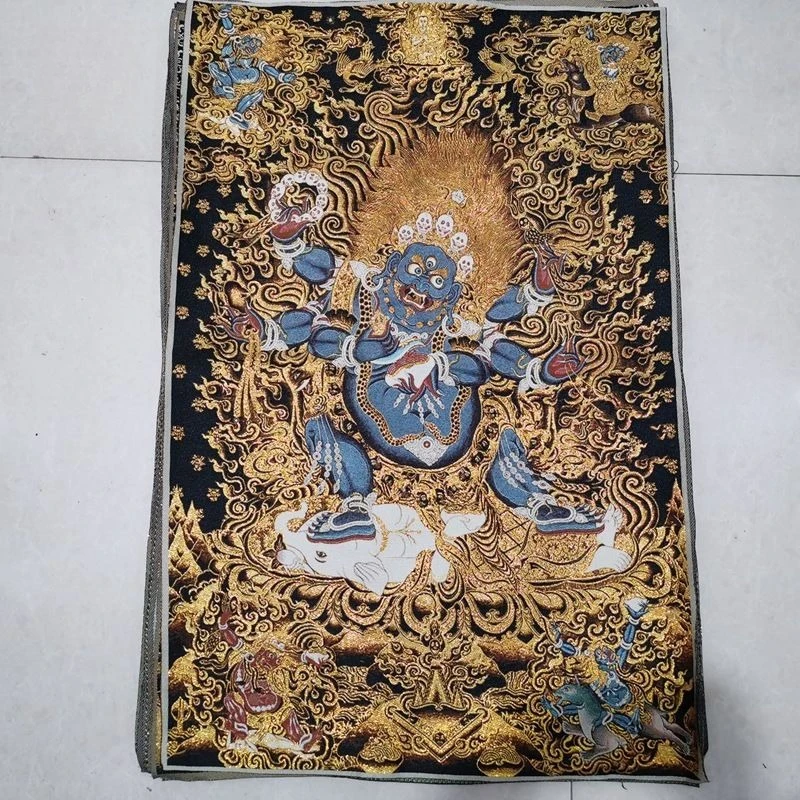

Тибетская тканевая шелковая танка с изображением Ваджры, Будды и слона, вышивка, картина, настенное панно
