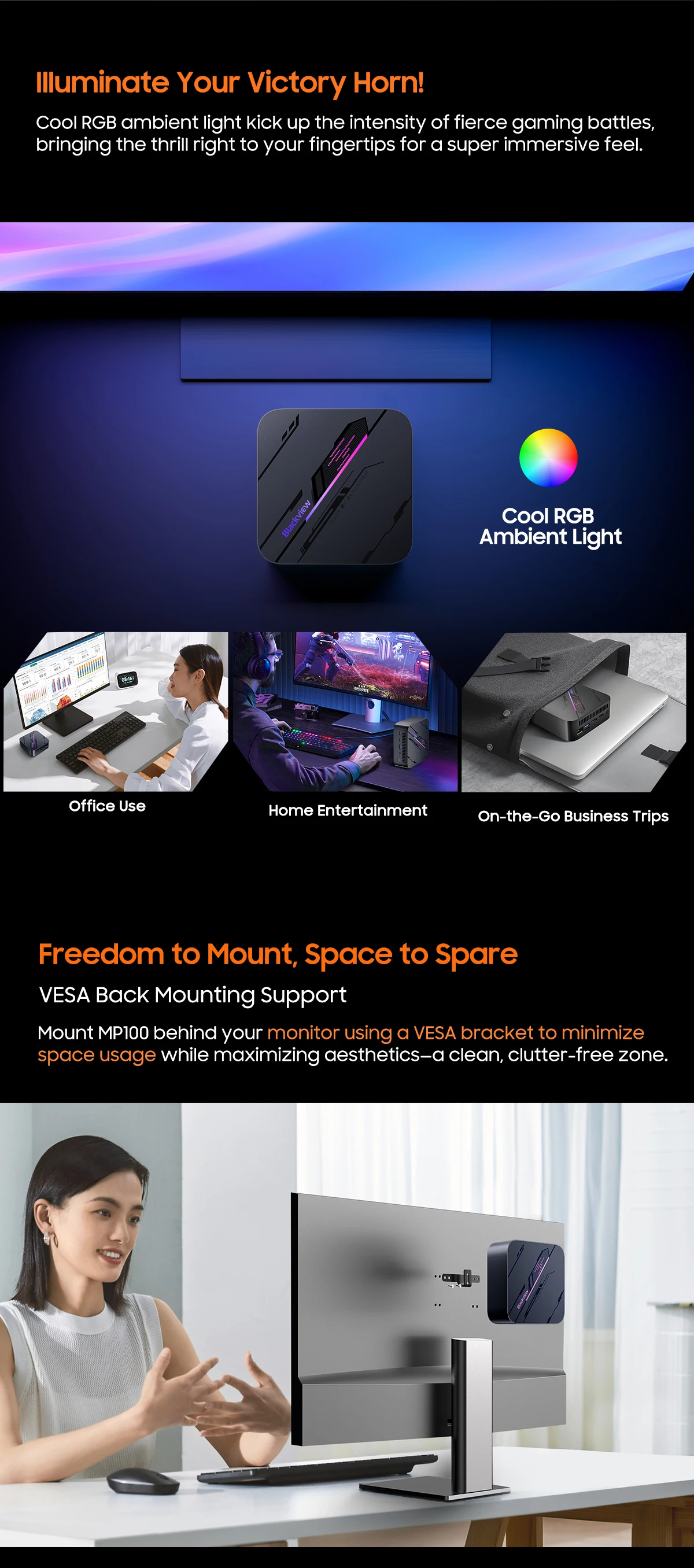 Blackview MP100 NEW Mini PC AMD 7430U Windows 11 6-Core 12-thread 16GB + 512GB SSD WiFi 6 Mini Computer PC BT5.2