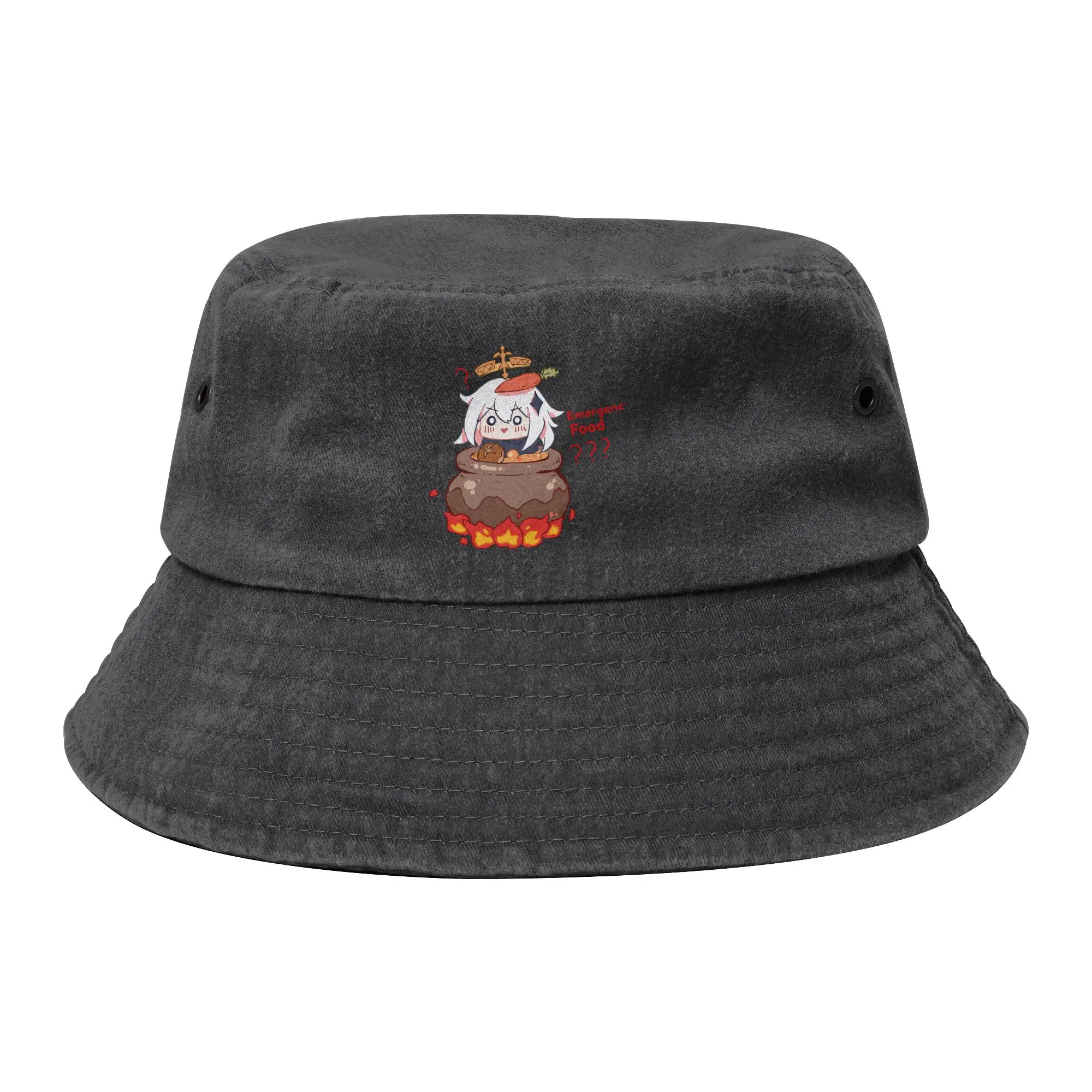 Genshin Impact Emergency Bucket Hats for Women Men Travel Anime Game Distressed Denim Field Hat UV Protection for Fisherman Caps