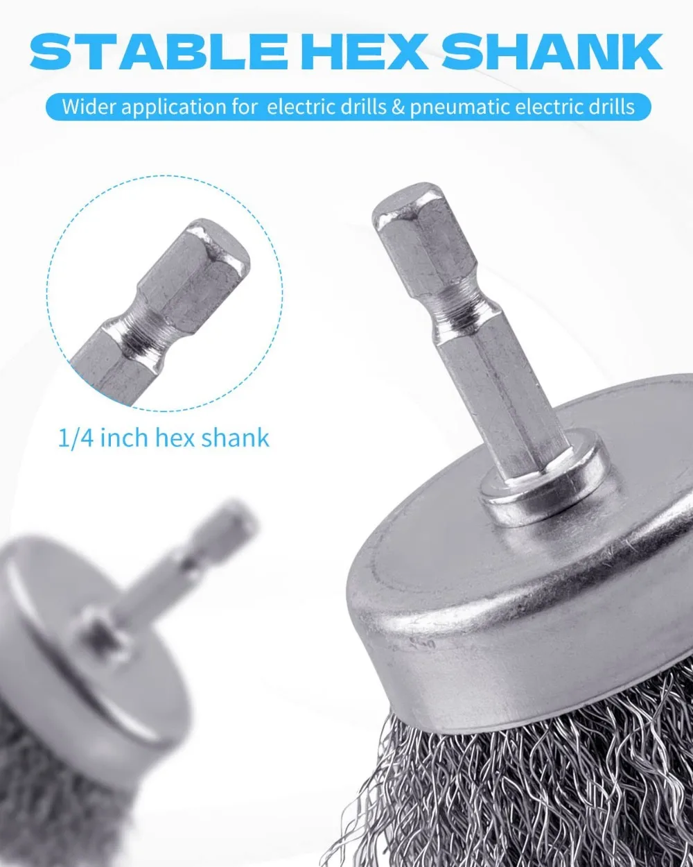 60-Piece Carbon Steel Wire Brush Set - Cup, Wheel & Pen Brushes with 1/4-Inch Hex Shank for Rust Removal