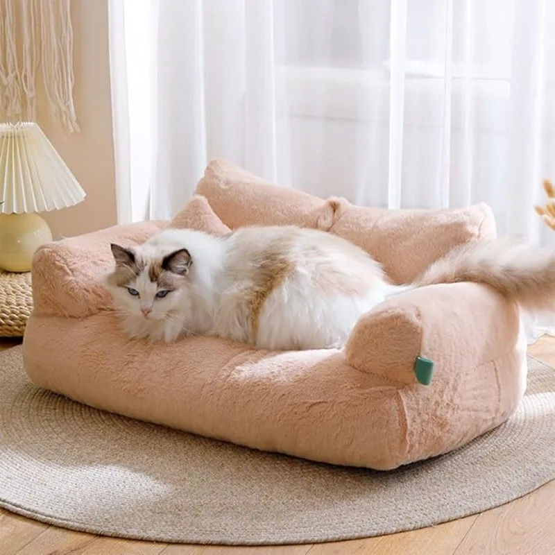 Cat Sofa Bed Pets Nest Comfortable Washable Non-slip Dog Plush Soft Sofa Cushion Removed Winter Warm Cat Bed Sofas Pet Supplies