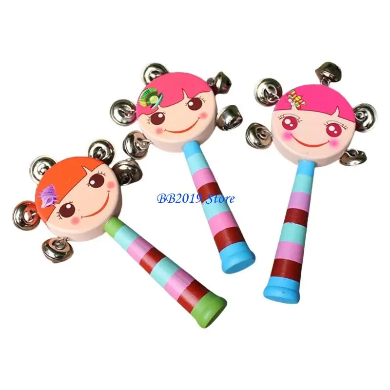 Q0KB 6PCS 유아 딸랑이 장난감 만화 디자인 디자인 드럼 장난감 감각 약혼과 재미