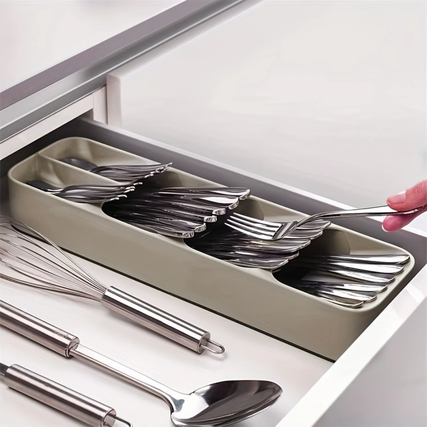

Plastic Cutlery Organizer Rack for Knives, Forks, Spoons - Divided Tableware Box - Kitchen Tool - Light Luxury Organizer Box