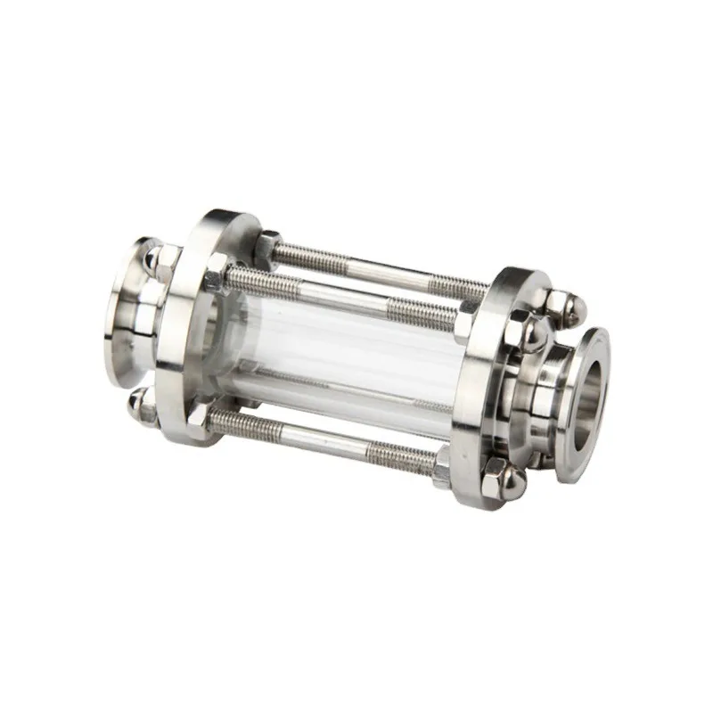 For Quick Connection Fluid Pipe Sight Glass, Food Grade Stainless Steel Through Pipe Sight Glass