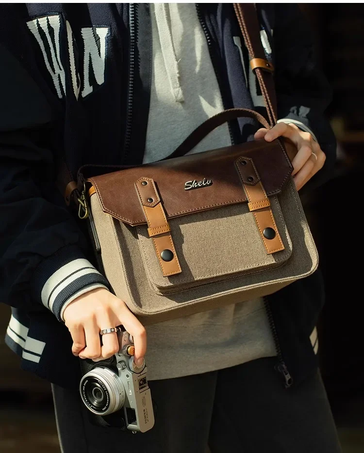 Retro digital camera bag for Fuji XT50 XT30 Sony KONICA MINOLTA mirrorless camera bag single shoulder waterproof