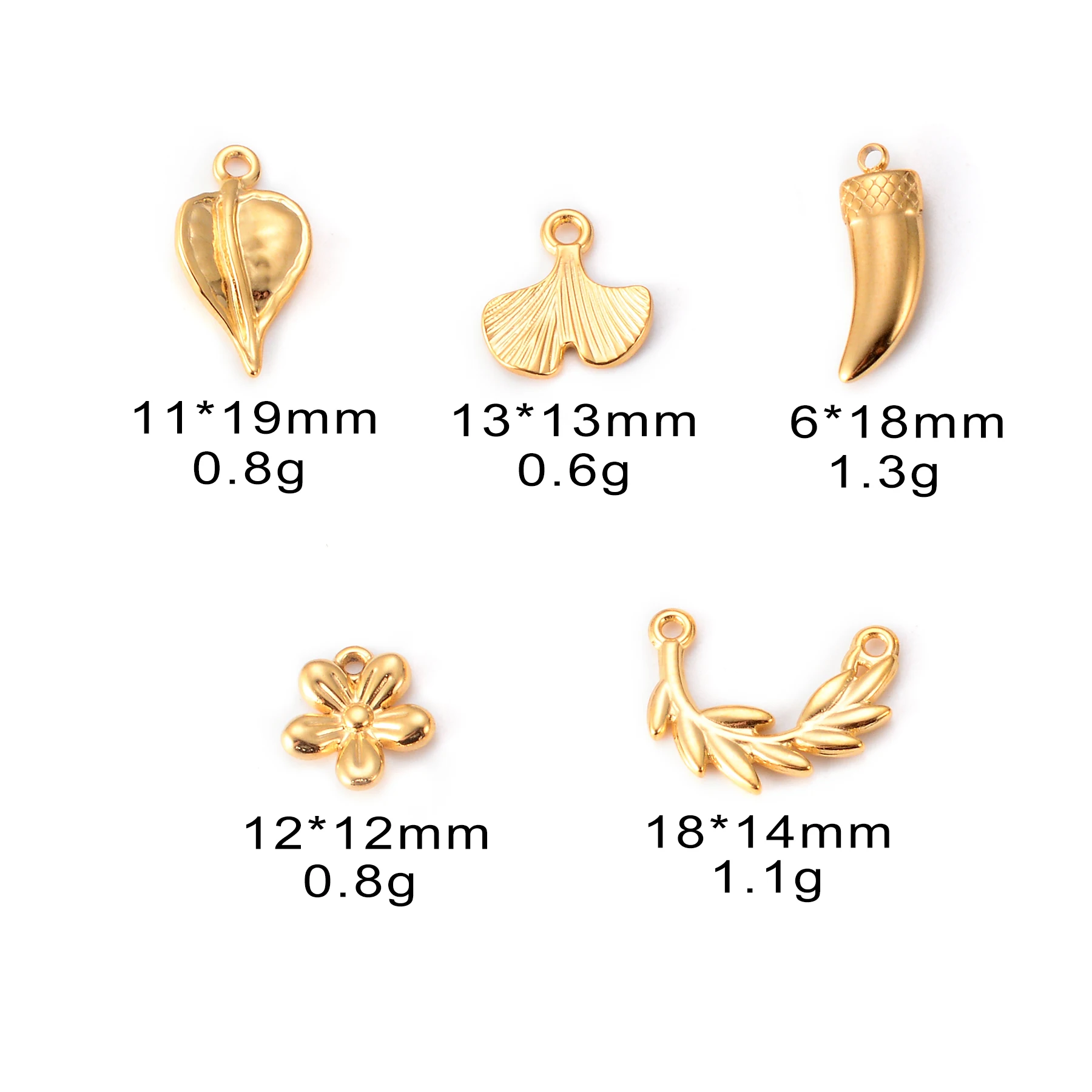 10pcs/Lot Cute Flower Chilli Leaf Charms Stainless Steel 18K Golden Accessories DIY Fashion Necklace Earrings Pendant Wholesale