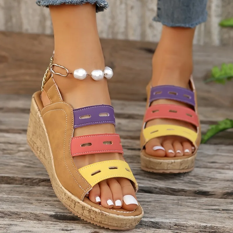 Sandalias envolventes transpirables para Mujer, Zapatos planos con cordones, Color a juego, novedad De verano, 2024