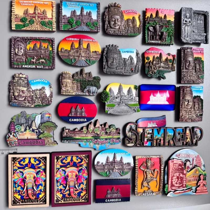 Cambodian Refrigerator Magnets Angkor Wat Tourist Souvenirs Siemreap Fridge Sticker Khmer Buddha Statue Elephant Southeast Asia view 2