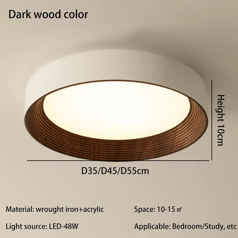 Nordic Creative Wood Grain Ceiling Lamp Minimalist Round LED Chandelier Living Room Balcony Bedroom Hotel Decor Lighting Fixture