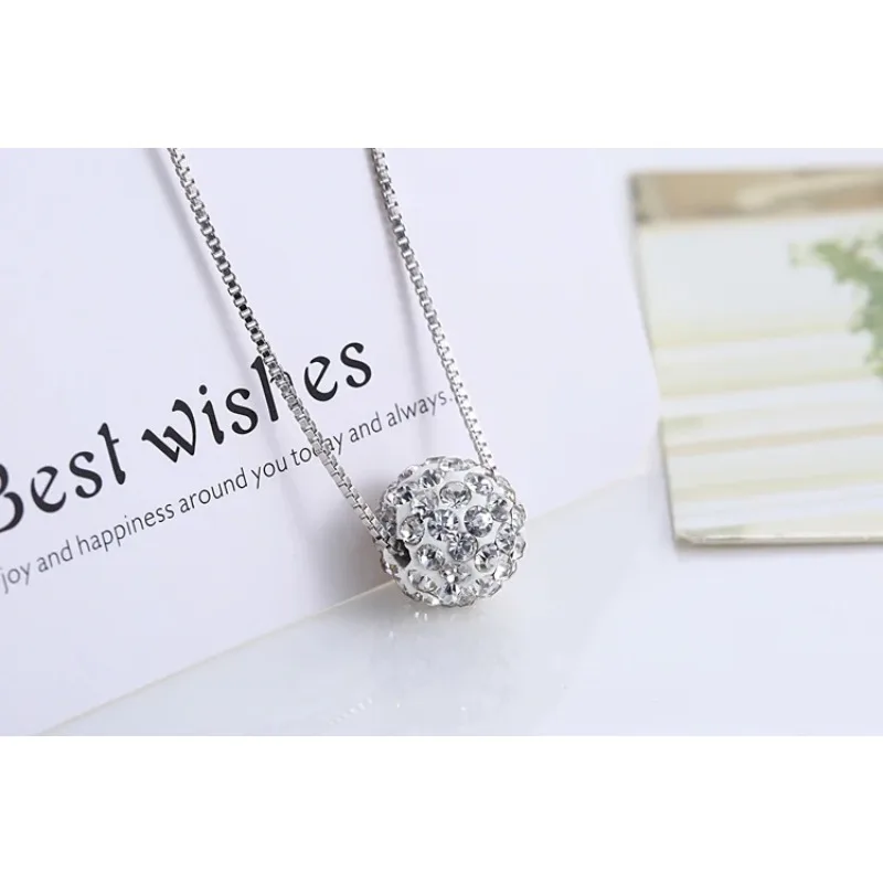 Trendy Lucky Ball Pendants Necklaces for Women Rose White Gold Color Crystal Fashion Jewelry for Girls Xmas Gift Party Jewelry image 5