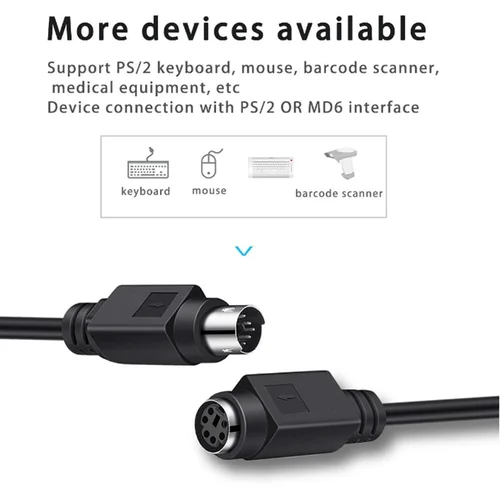 Imagen 2 del producto Mini DIN 6pin MDIN 6P PS/2 teclado ratón Cable 28 AWG moldeado s-video 6 pines macho hembra Cable ángulo de 90 grados