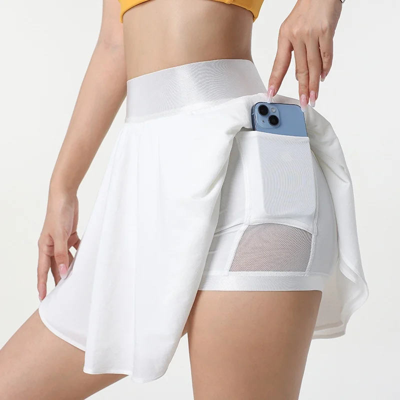 アウトドアスポーツミニスカート、ヒップカバー付き、フィットネス、通気性、セクシー、ヨガ、テニススカート、インナーライニング付き、透け防止、ウォーキング用