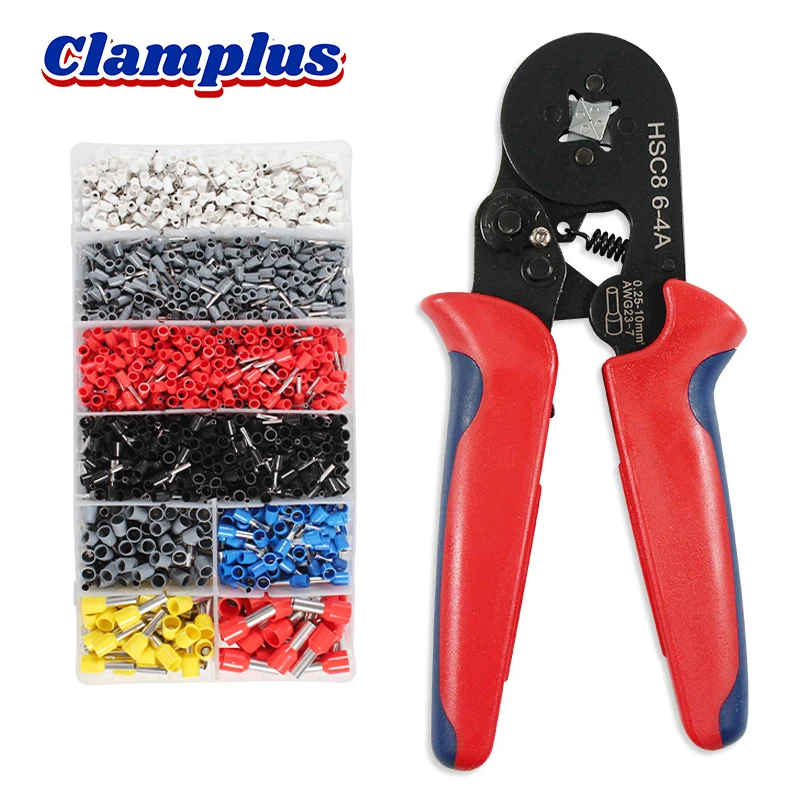 

Ferrule Crimping Pliers HSC8 6-4 Crimper Tool - 0.25-10mm²/23-7AWG Range for Tube Terminals, Electrician Clamp Sets, Wire Tips