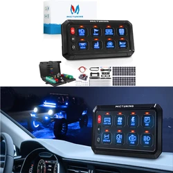 MICTUNING New 8/12 Gang RGB Switch Panel 11 Colors Adjust LED Circuit Control Relay System Box Control Panel for Boat jeep Truck