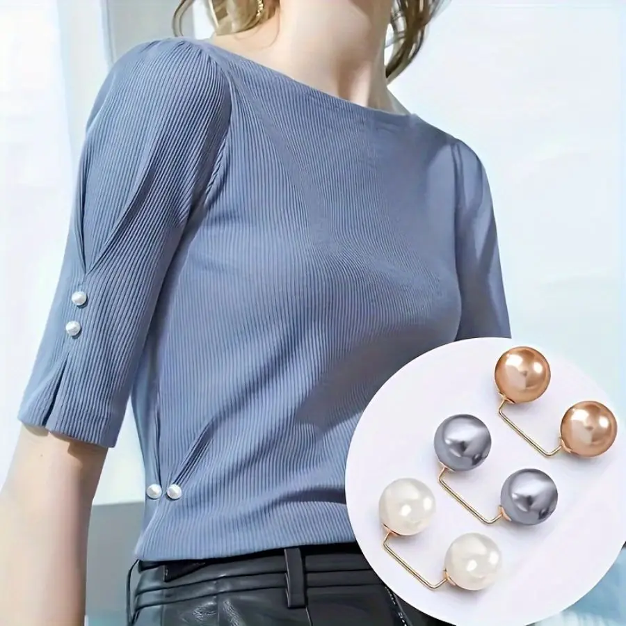 Set of 6 Fashion Pearl Pins for Clothing Scarf Secure & Adjustment Skirt & Dress Cinching Fashion Accessories with Imitation Pea