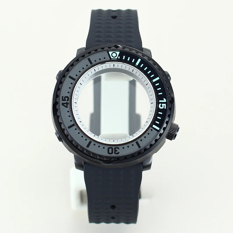

Mod Tuna Canned 43mm nh35 Cases C3 Luminous bezel Sapphire Glass For NH35 NH36 NH34/38 NH70 4R36 Movement Watch Case Strap Parts
