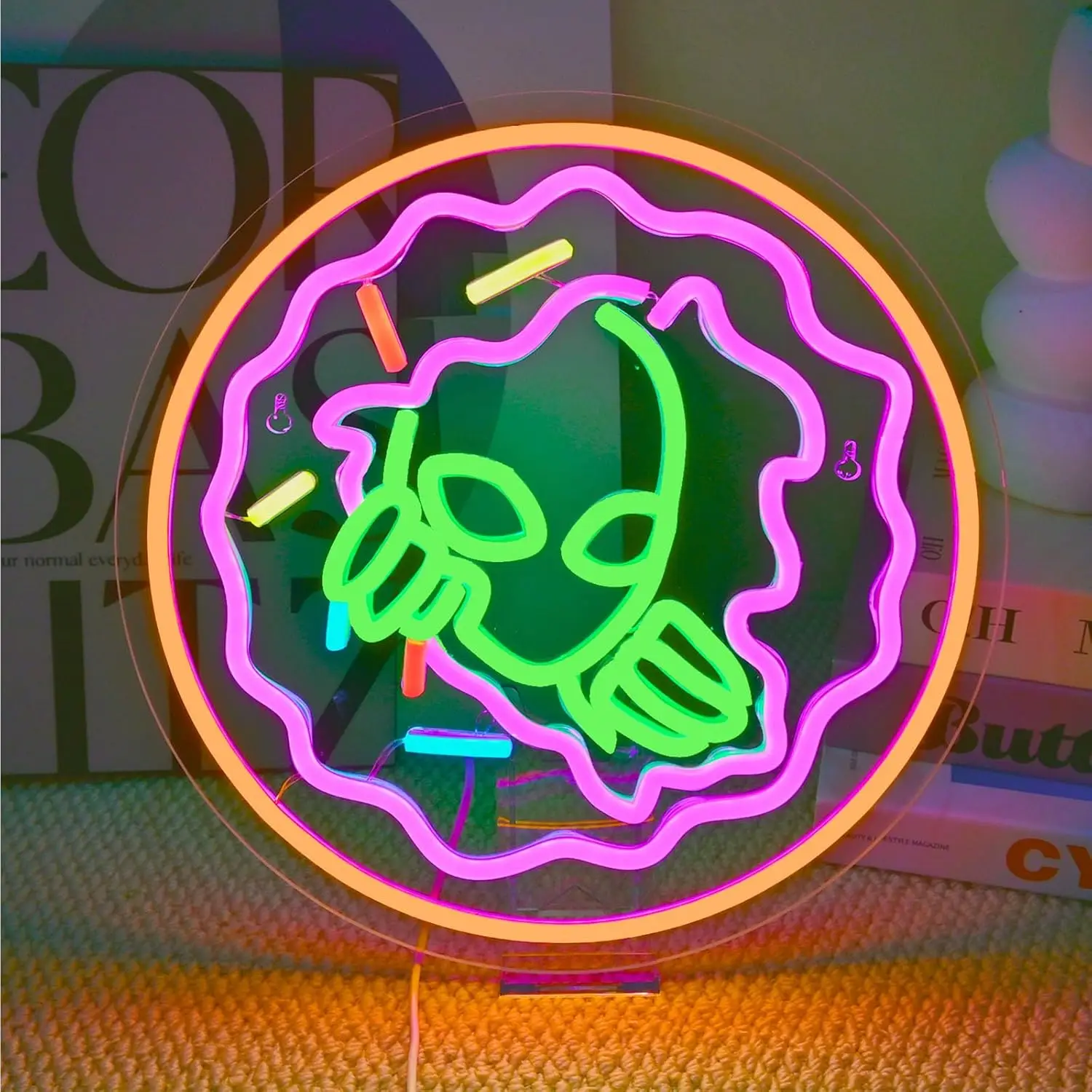 グリーンタコス-エイリアン-ネオンサイン-usb調光式-タコス-ledライトサイン-壁飾り-パーティー-バー-クラブ-レストラン-男の隠れ家