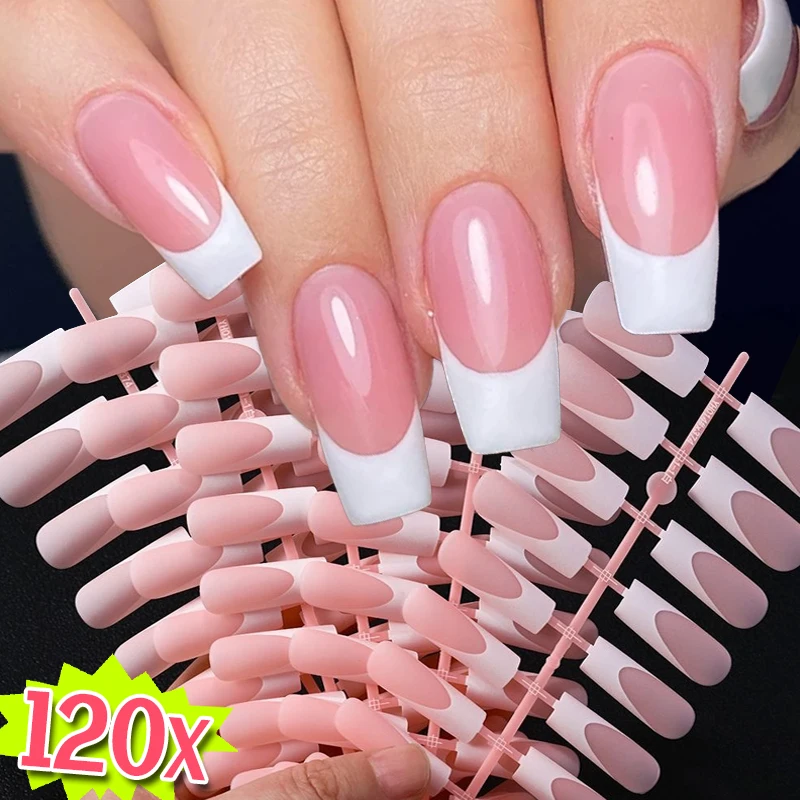 Nude Pink Fake Nails Need Adhesive Glue Press on Nails Tips Women Wearable Long Square Nail Art Stickers Full Cover False Nail