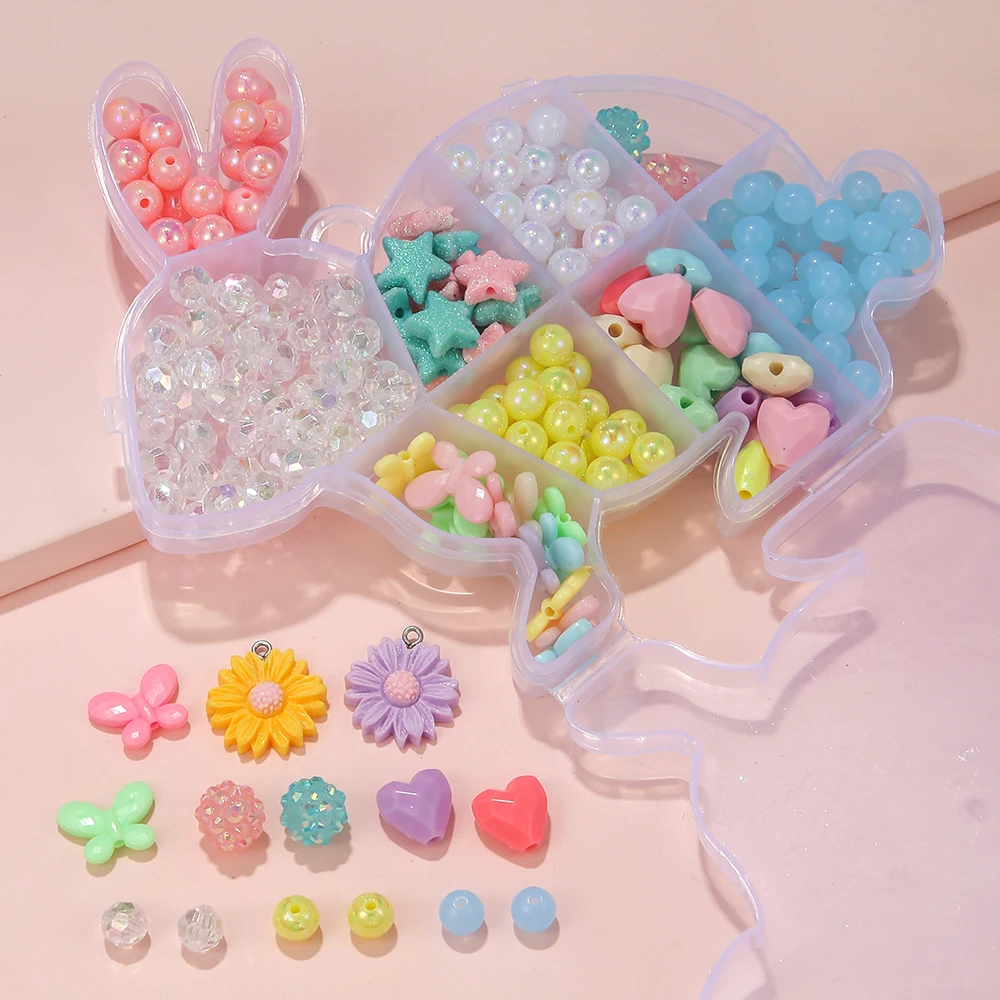 Unicorn Rabbit Shaped Box Polymer Clay Beads Charm DIY Jewelry Making Kit Bracelets Necklace Accessories for Girls Fun Gift