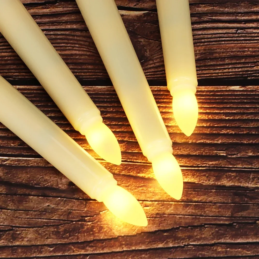 FPOO LED Flameless Taper Candles Tall Tapered Candle Battery Operated Warm White Flickering Flame Led Lights Handheld Home Decor