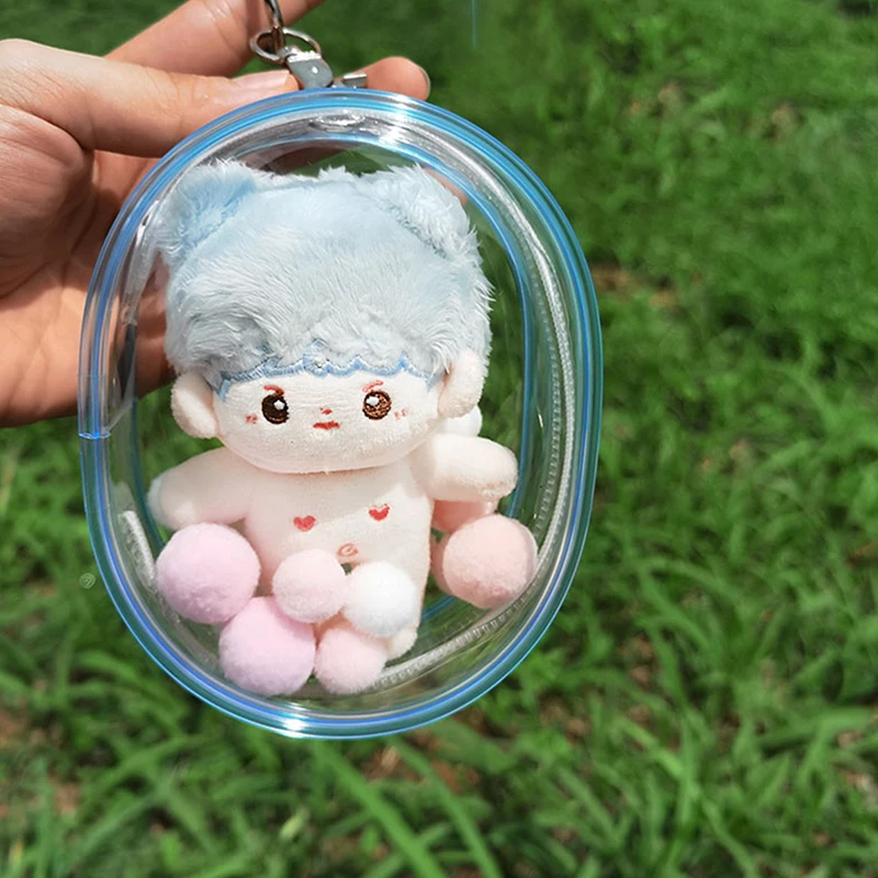 Bolsa de algodón transparente para muñeca de peluche, estuche de almacenamiento transparente para muñecas de dibujos animados de Anime, PVC, 10CM