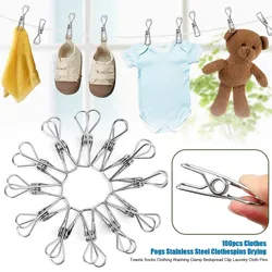 10-100Pcs 6cm Stainless Steel Clothespins Clips Clothes Pegs Washing Hang Laundry Metal Home Storage Tool Cloth Pin Clip Holders