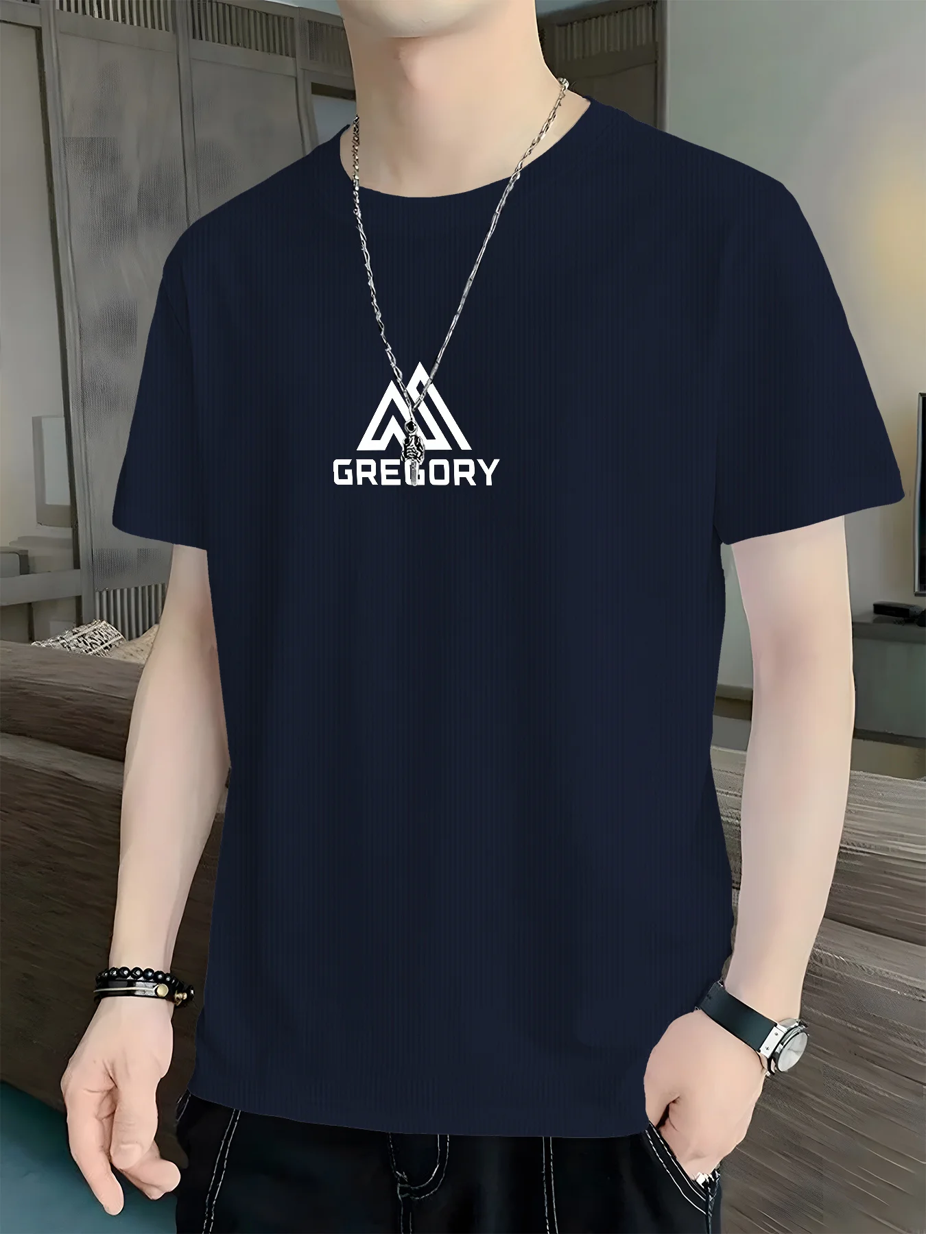100% pure cotton men's loose T-shirt breathable short sleeved round neck minimalist solid color multi-color optional