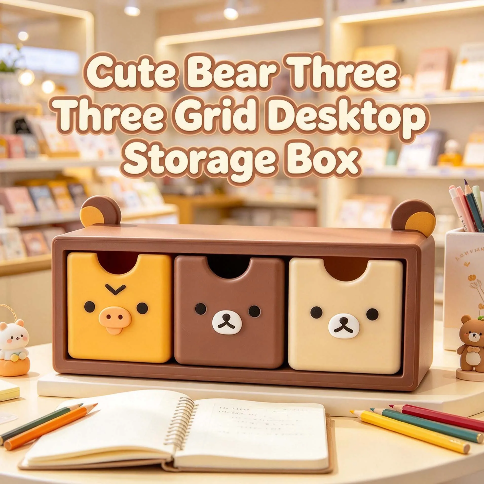 Rilakkuma mini Storage Box Drawer cartoon desktop Miscellaneous Storage Cosmetics Hair Clip Storage Box Decoration