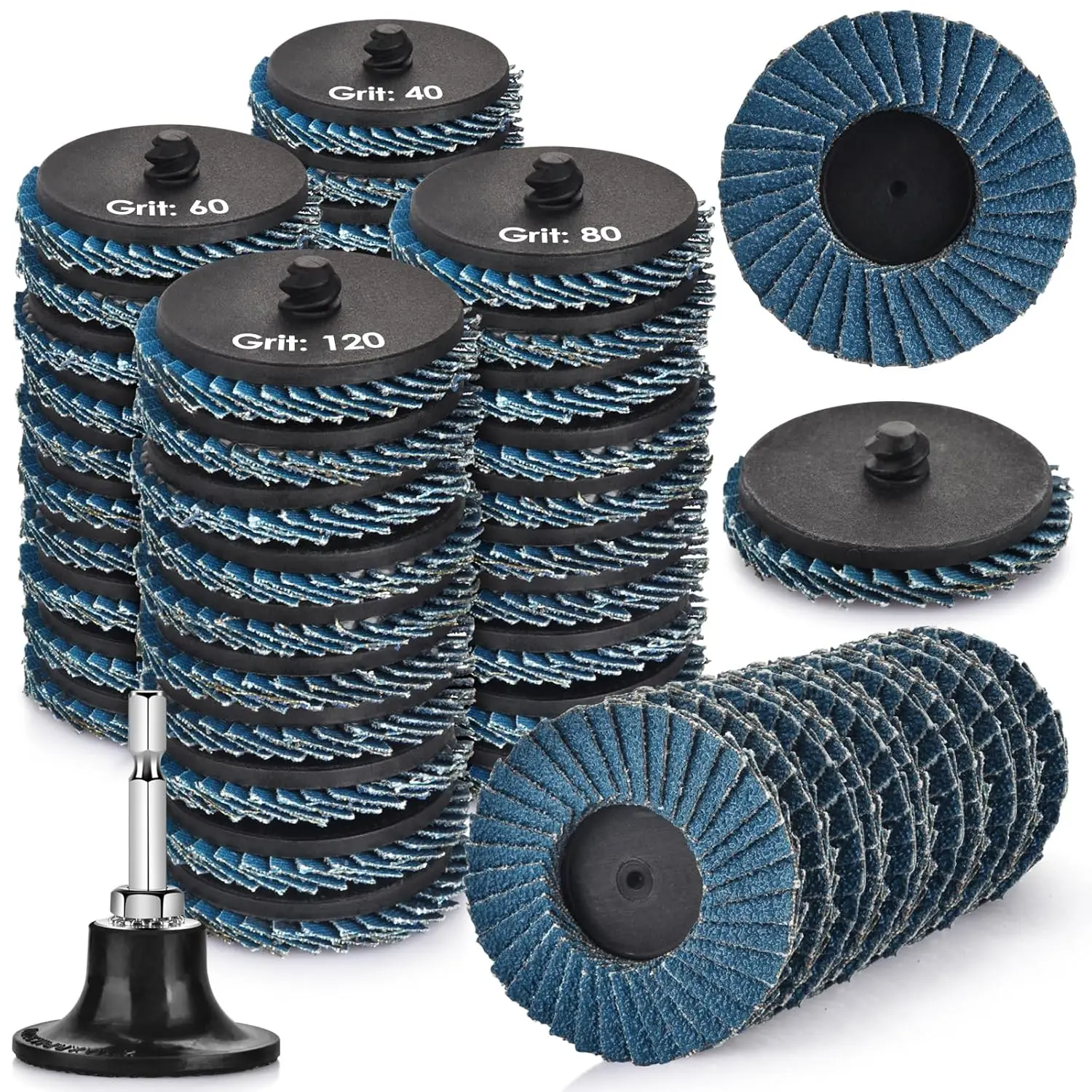 

12pcs 2-Inch Roll Lock Zirconia Flap Disc Set 40/60/80/120 Grit for Grinding Polishing Rust Removal And Paint Removal with Burrs