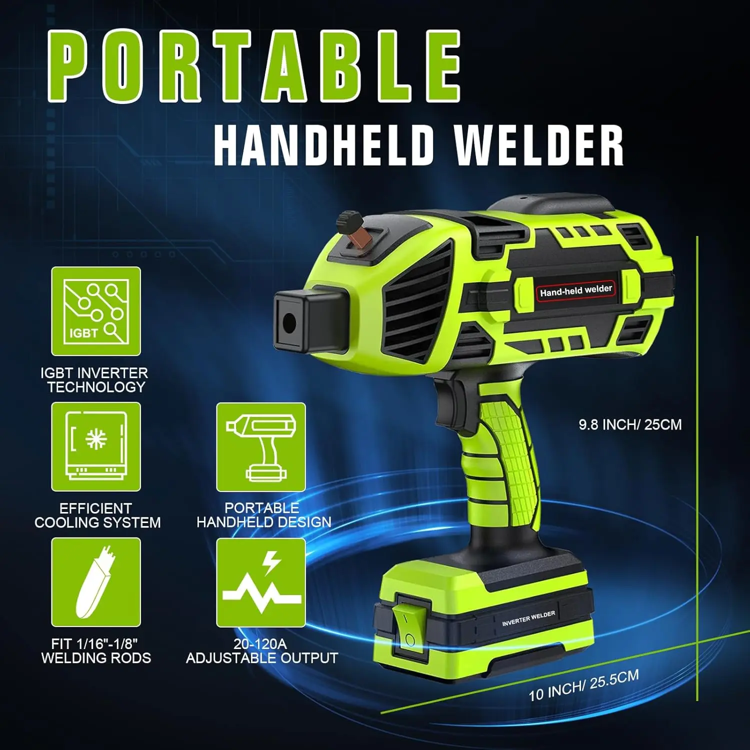 Portable Welder Machine 110V Arc Handheld Welder Igbt Inverter Welding Gun Stick Welder 6 Variable Current Adjustment Hand Held