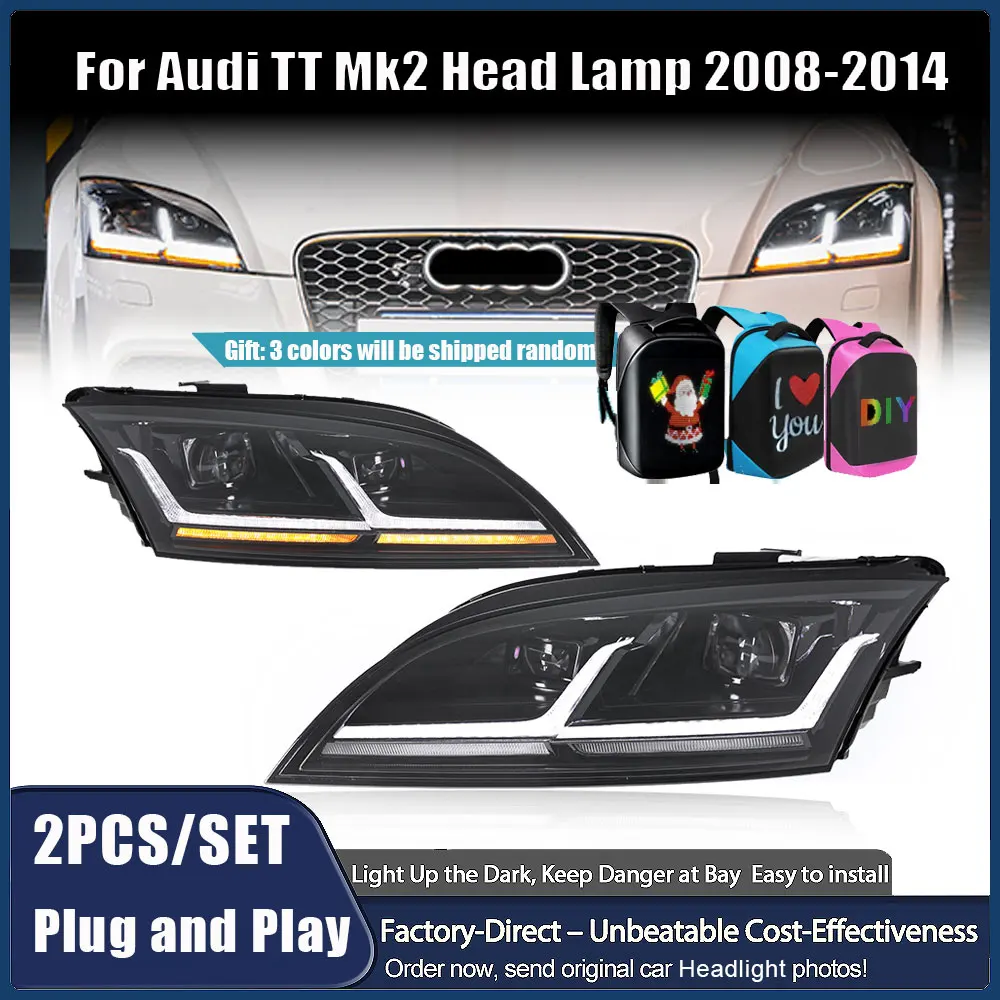 LED Headlight Assmebly for Audi TT 2008-2014 Auto Accessory Dynamic Signal Head Lamps DRL Front Light LED Projectors Accessories
