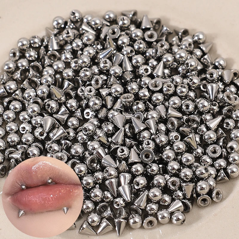 100pcs 3mm Replacement BALLS Rivet Labret Barbell Bar Horseshoe Piercing Attachments Stainless Steel Body Jewelry