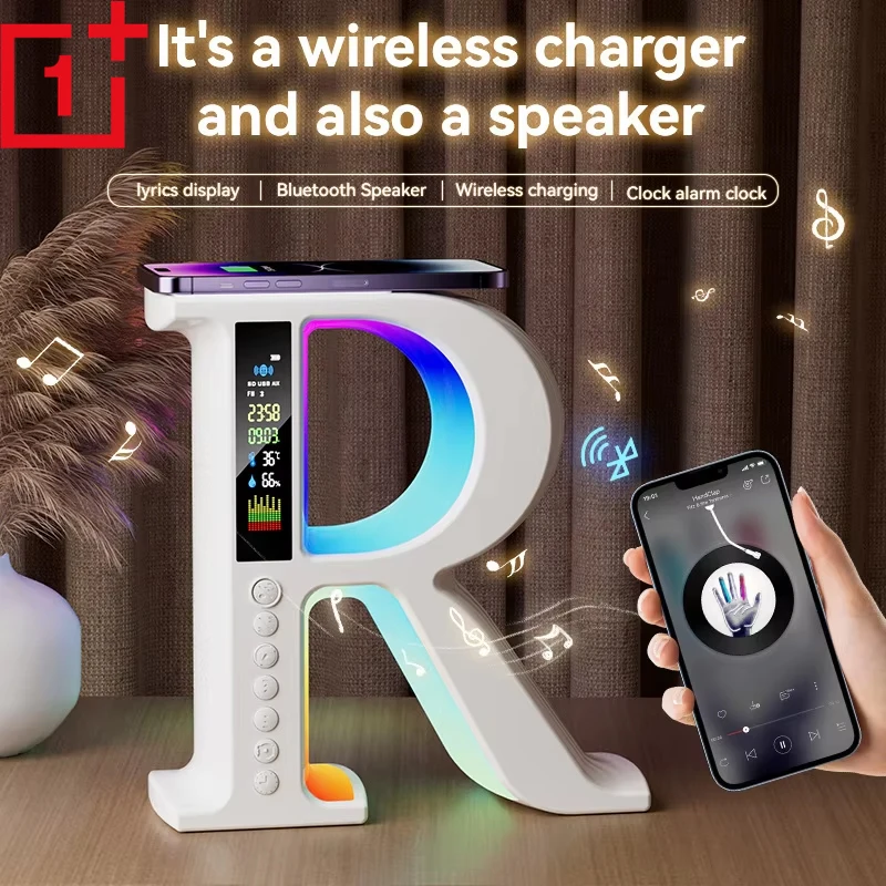 

Беспроводная колонка OnePlus с Bluetooth, многофункциональное зарядное устройство, RGB-подсветка, настольные часы, ночник, светодиодные цифровые часы, сетевой адаптер