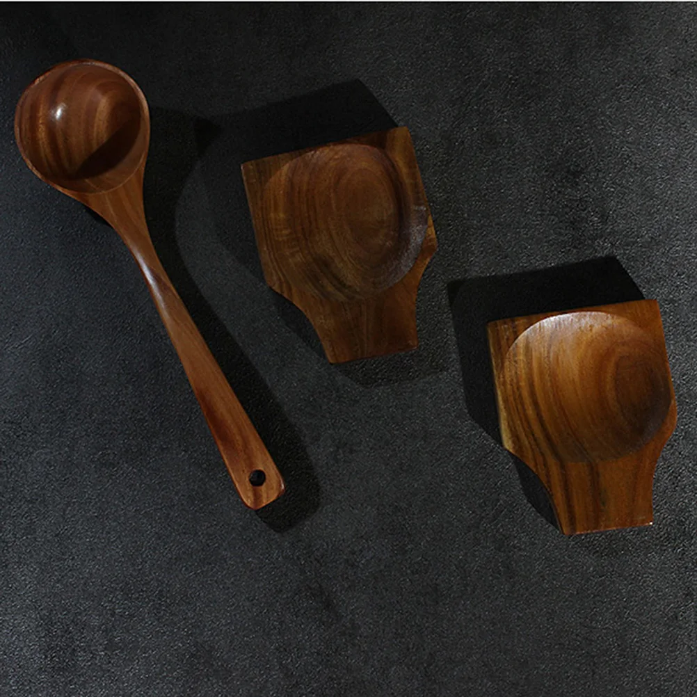 

Wooden Spoon Holder Acacia Wood Smooth Eco Friendly Kitchen Utensil Rest Spoon Drip Catcher Countertop Stove Companion
