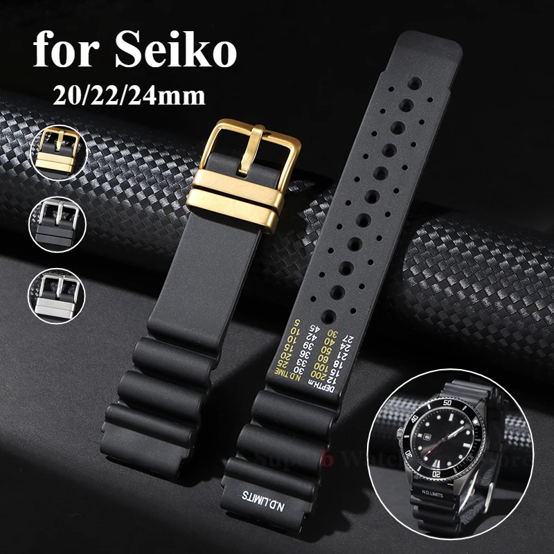 Nd limits mergulhador pulseira de silicone 20mm 22mm 24mm para seiko água fantasma resina masculino esporte relógio banda para casio cidadão promaster
