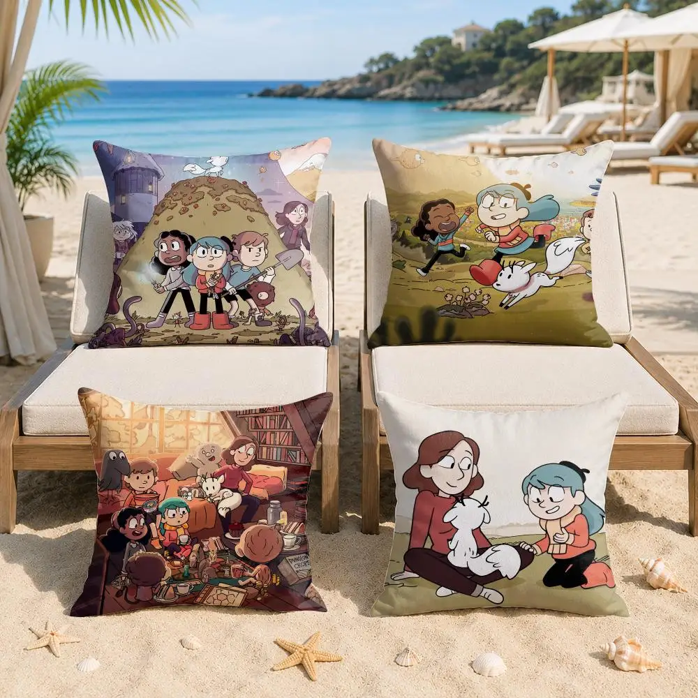 Cute Cartoon H-Hilda Cushion Cover Silky Short Plush Invisible Zipper Dustproof Sofa Pillow Case For Home Decor
