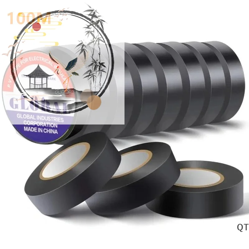 1/2/5/10Rolls 10M Black Flame Retardant Electrical Insulation Tape Strong Adhesive Wire Harness Tape For Electrical Wiring