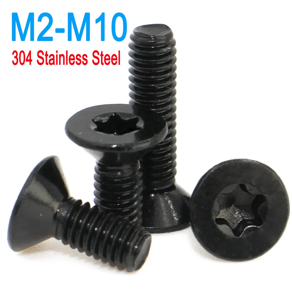 

Black 304 Stainless Steel Screw Six Lobe Torx Flat Countersunk Head Bolt Machine screw M2 M2.5 M3 M4 M5 M6 M8 M10 10pcs