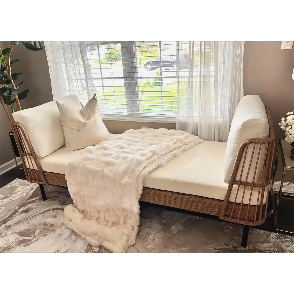 

Oversized Patio Loveseat, 74 Length Outdoor Indoor Upholstered Sofa Recliner Daybed with Thick Cushion for Lounge or Garden - Be